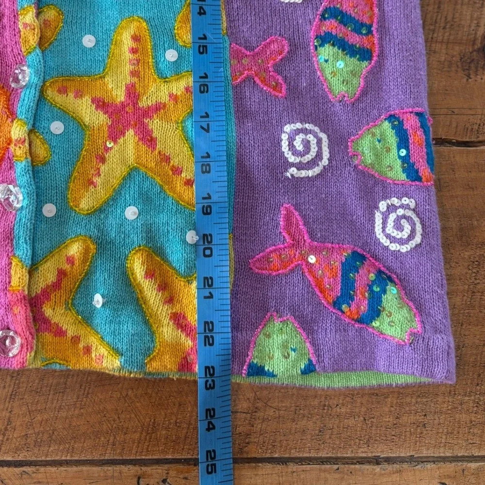 Design Options Philip & Jane Gordon Vintage Ocean Life Colorful Cardigan‎ Small